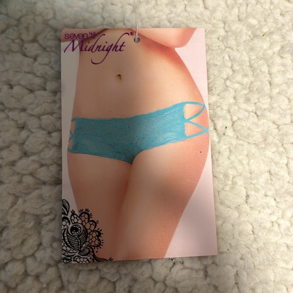 NWT Turquoise Lacy Boy Short Panty with Cut Out Sides in Size Large - Picture 2 of 6